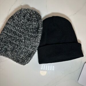 From Garage a Black and Gray Knit Beanie Duo-2 for the price of one